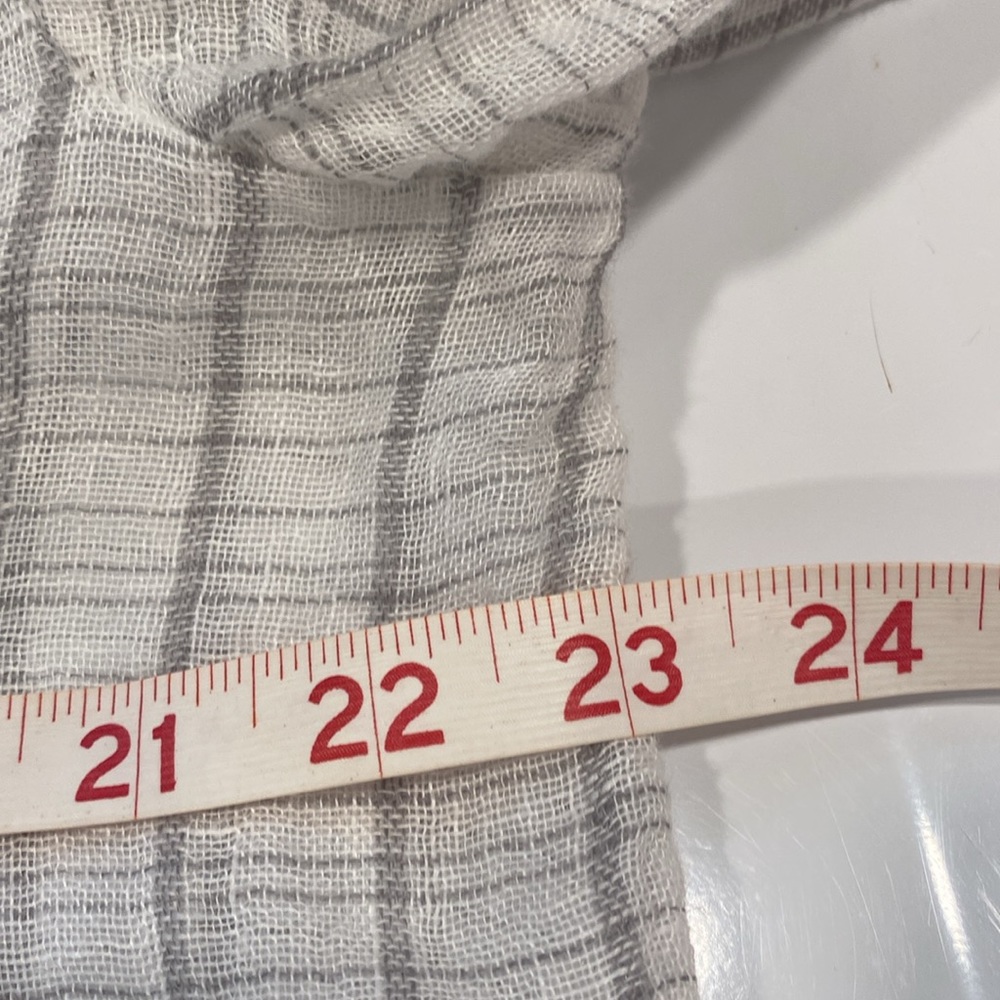 Eileen Fisher White Linen Popover Tunic with Gray Stripes and  3/4 Sleeves - Picture 10 of 11